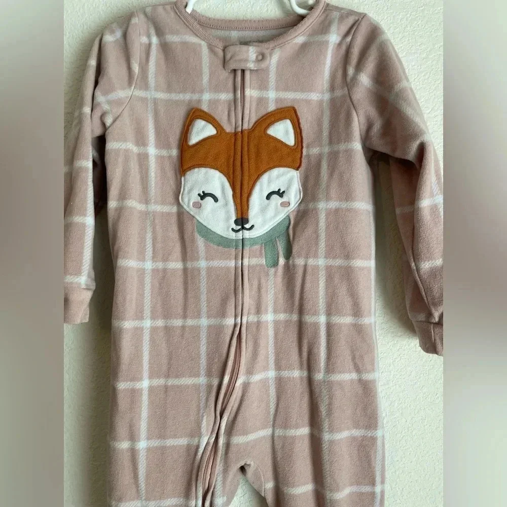 Carter's Toddler Girl's Long Sleeve Fleece 2 Way Full Zip FootieSleepwear fox 4T